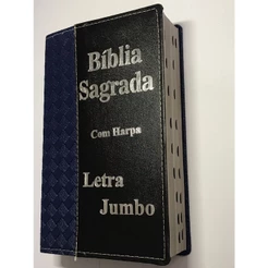 Bíblia Sagrada Letra Jumbo-Capa Luxo Com harpa- Revista e Corrigida Capa azul