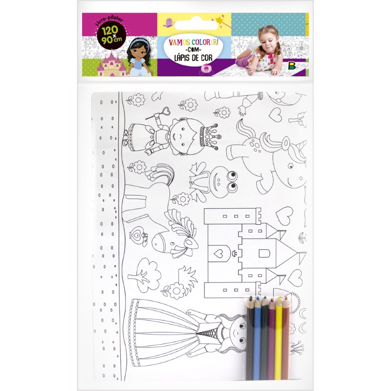 Livro-Pôster para Colorir: Princesa - Tapete para Colorir acompanha lápis de cor - Desenhos de Unicórnios