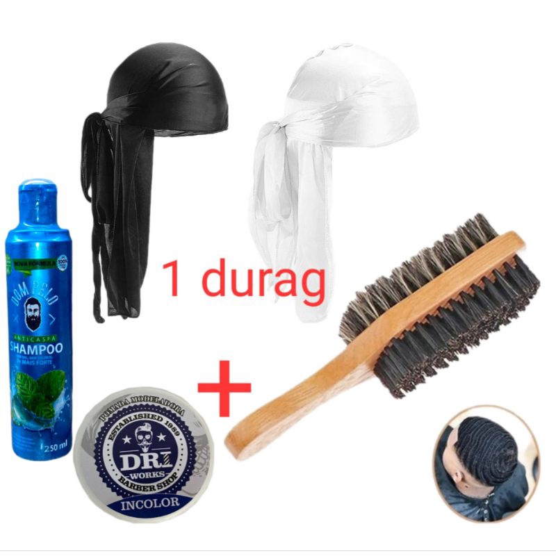 Kit Waves Completo Durag Escova Wave Cap - Escorrega o Preço