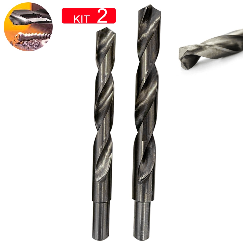Kit Jogo 2 Brocas Aço Rápido Para Metal 14,16mm Haste Rebaixada Madeira Parede em Oferta na Shopee