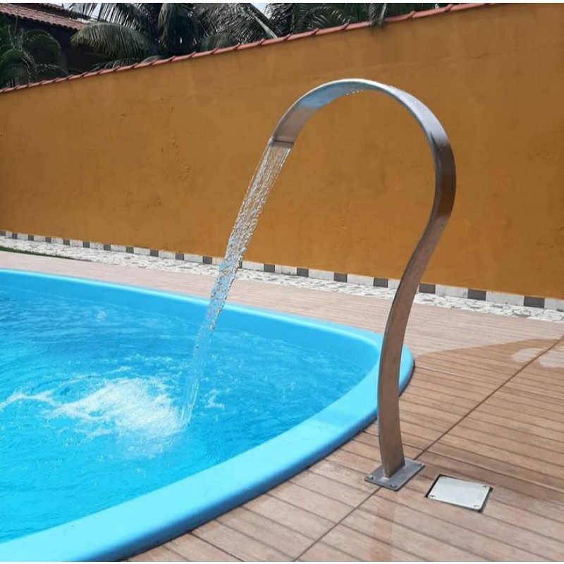 Cascata Piscina Slim Canadense 70cm Altura 10cm Largura Aço inox 316 100% Inox Gold Premium Acessório Para Piscina
