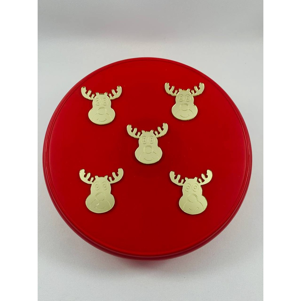 Aplique Rena de Natal em Acrílico Espelhado Dourado - 4cm - Kit com 10 Unidades.