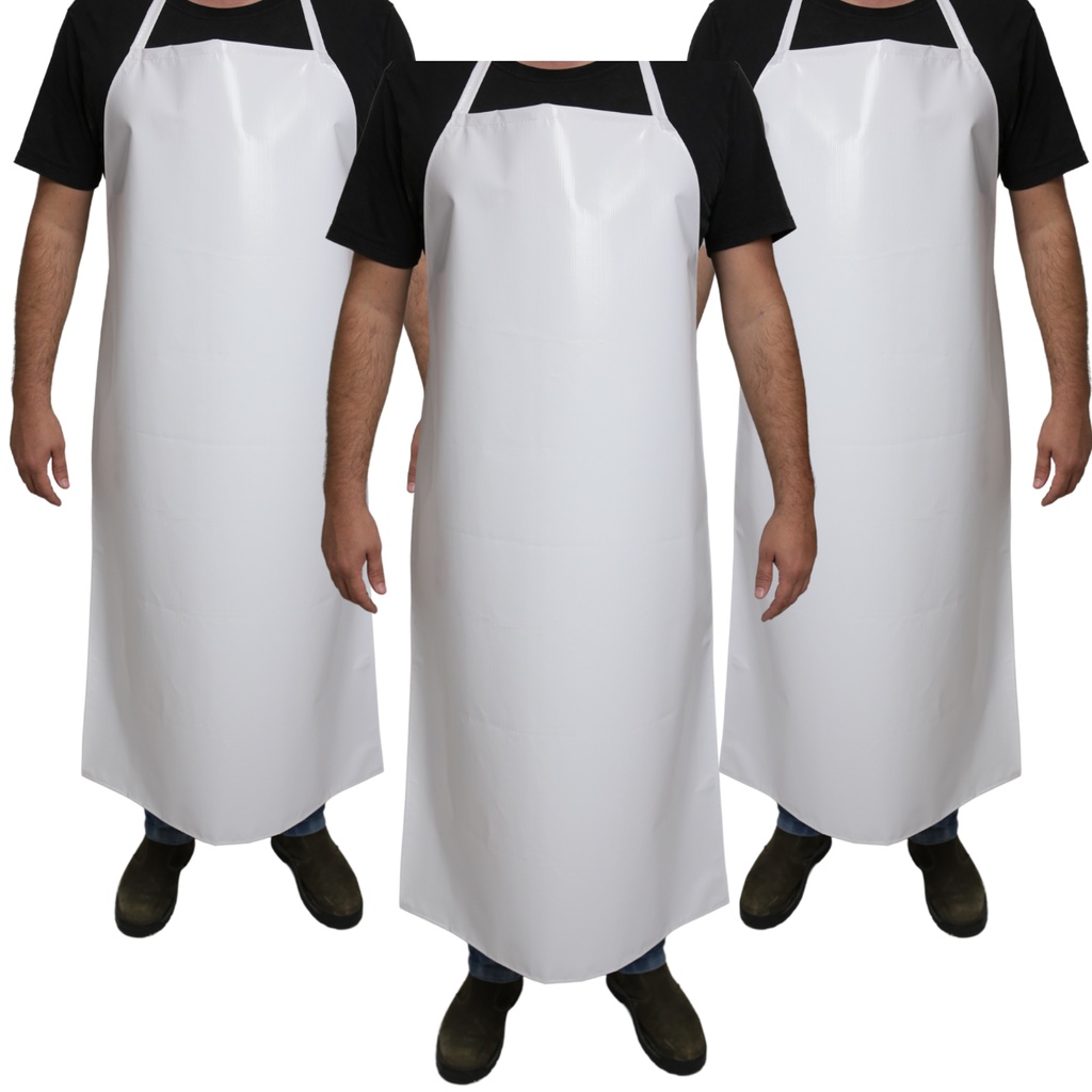 3x Avental Branco Impermeável Resistente Açougue Cozinha