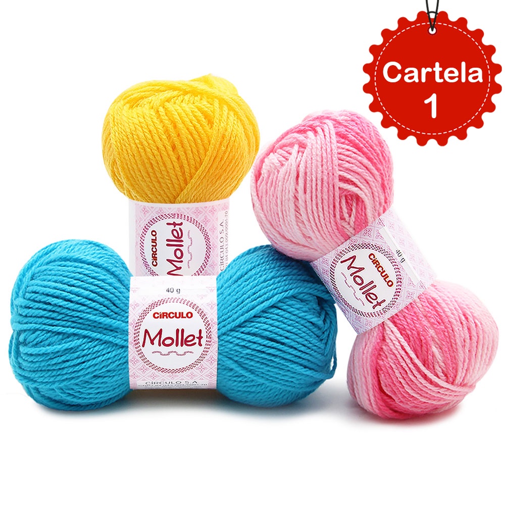 Fio Mollet Circulo 40g TEX 500 80mts 100% Acrílico Fio para Crochê Fio para Tricô Cartela 1