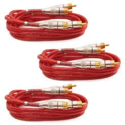 Kit 3 Cabos Rca Luxo 1 Metro Vermelho Com Dupla Blindagem 1m 5mm Plug Banhado a Ouro