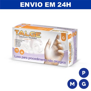 Luva Vinil Sem Po sem Talco Descartável Profissional P M G caixa 100un Talge