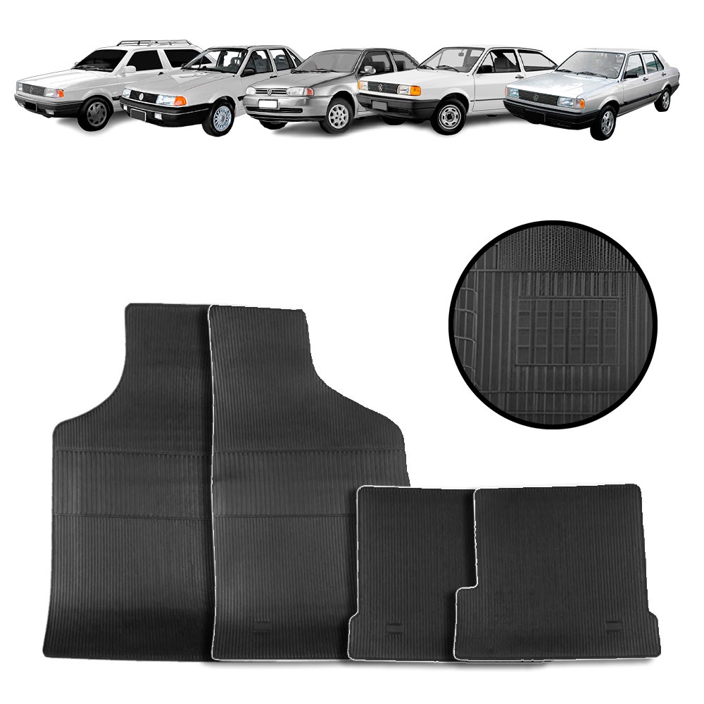 Jogo de Tapete de Borracha Preto para Volkswagen Parati/santana/gol/voyage 1989 a 2000 4 Peças - Carfloor D003.0