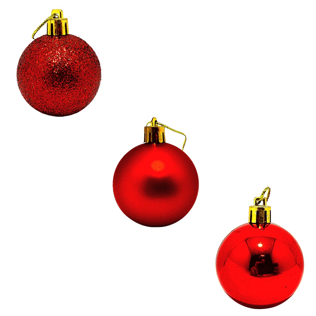 KIT 24 BOLA BOLINHA ENFEITE DECORAÇÃO NATALINA PENDURAR ÁRVORE NATAL 35MM
