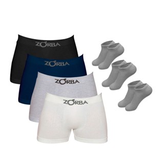 Kit 5 Cuecas Boxer Algodão + 3 Pares de Meias M2 C Curto