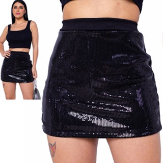 Short Saia Paetê Neoprene Brilho Feminino Festa Blogueira Balada 2023