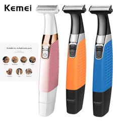 Barbeador Elétrico Kemei Lâmina USB Recarregável Barba E Aparador De Bigode Segurança De Barbear Para Homens Mulheres