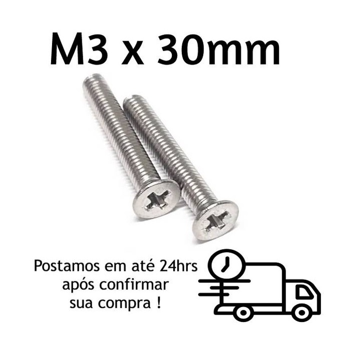 Parafuso Máquina Chato Phillips M3 X 30mm INOX