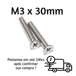 Parafuso Máquina Chato Phillips M3 X 30mm INOX