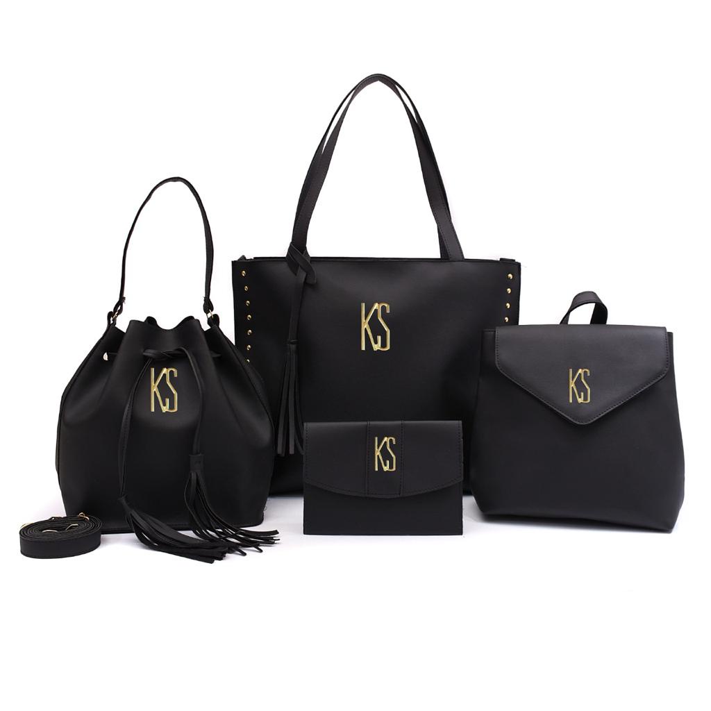 Bolsa Feminina Kit London 4 Pçs Sacola Grande + Bolsa Saco + Mochila + Porta Documentos