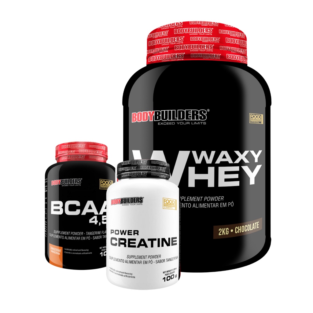Kit Waxy Whey Protein 2kg + BCAA 4,5 100g + Power Creatina 100g – Bodybuilders