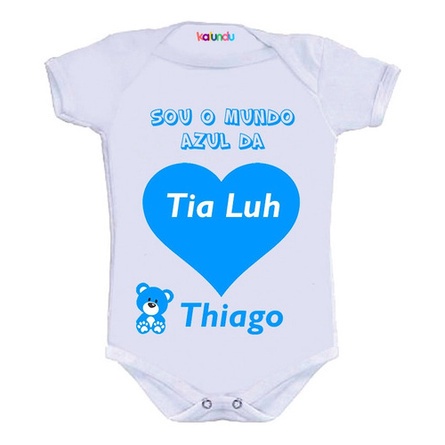 Body Bebê Menino Sou O Mundo Azul Da Titia