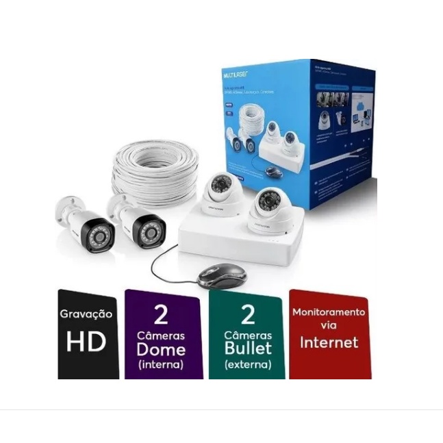 Kit Camera De Seguranca 4 Camera Dvr Ahd 4 Canais Multilaser SE118 ...