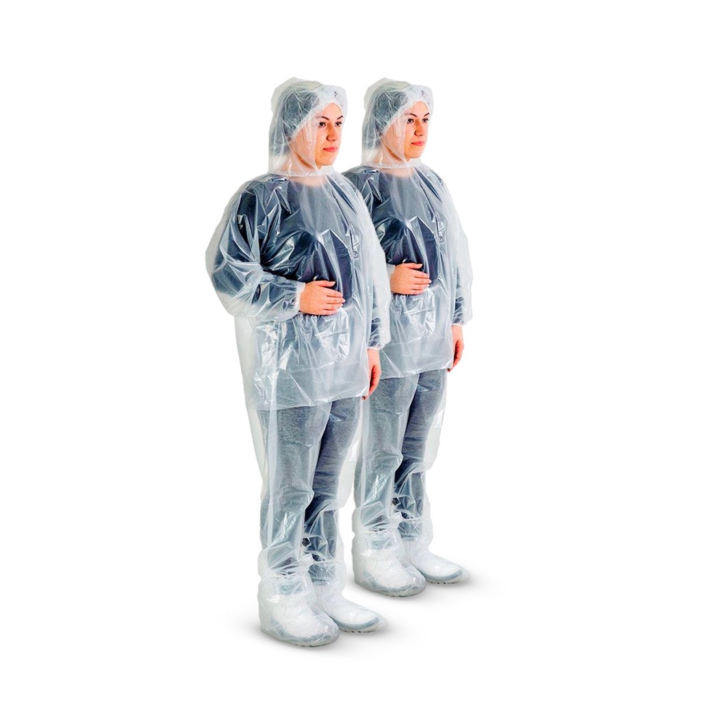 Kit 2 Capas de Chuva Transparentes com Capuz, Calça e Bota - 0,12mm