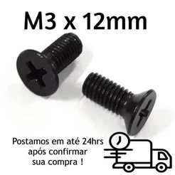 Parafuso Chato Phillips M3 X 12mm Oxidado Preto