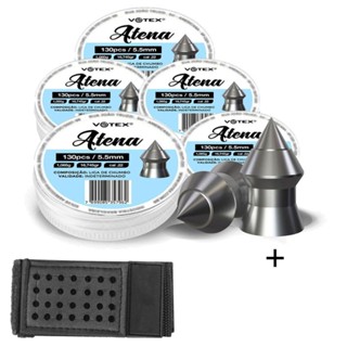 5 Chumbinhos Atena 5.5mm 1,085g 650 Unidades - Votex + Porta Chumbo de Pulso