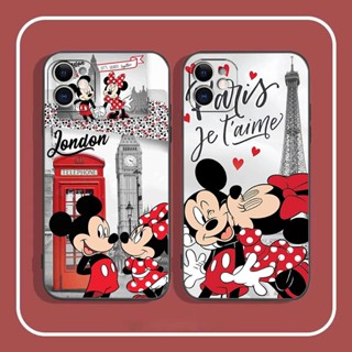 Mickey Minnie Torre Eiffel Paris Capa De Celular Big Ben Tower Para Apple iPhone 14 11 12 13 Pro Max 7 8 SE 2022 X XR XS 6 6s Plus Macia Preta