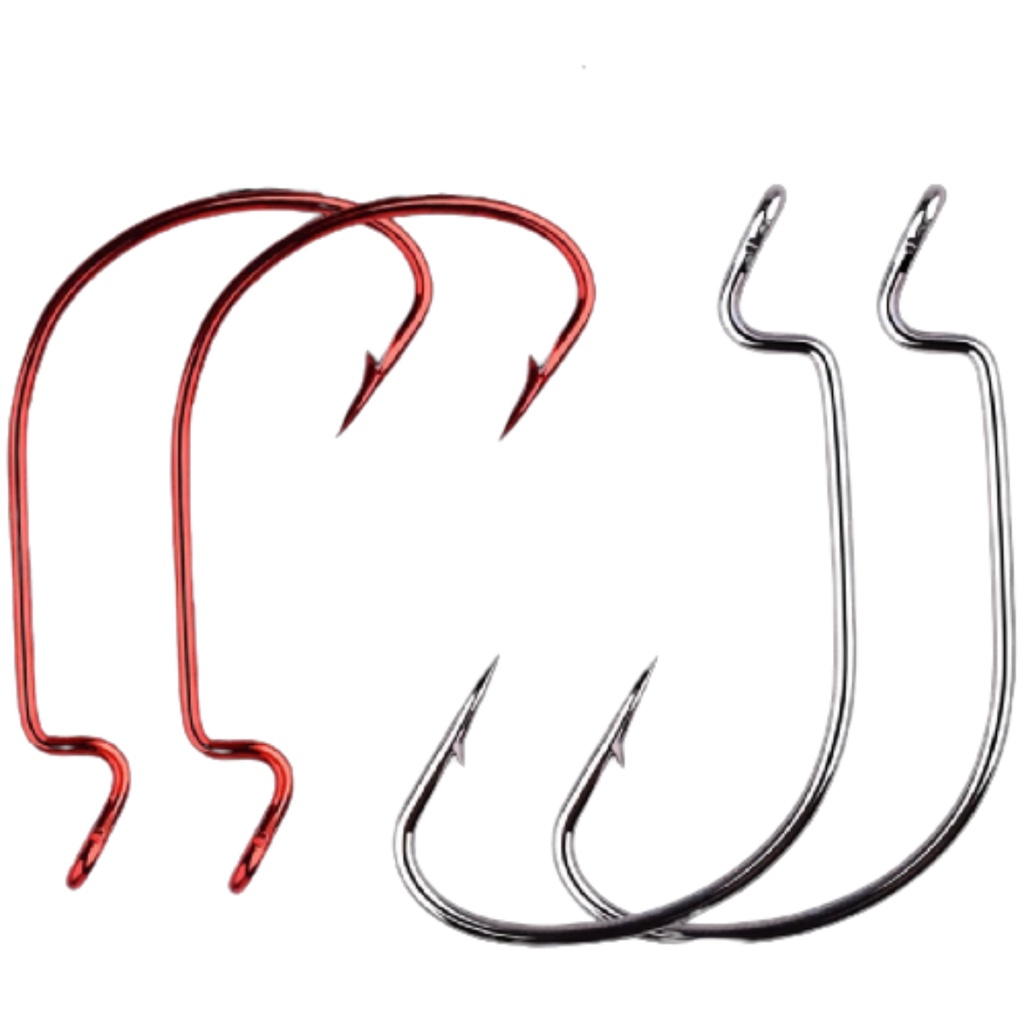 Kit 25 Anzol de Pesca Offset Antienrosco EWG Para Iscas Soft Varios Tamanhos Robalos Traíras Tucunarés Black Bass