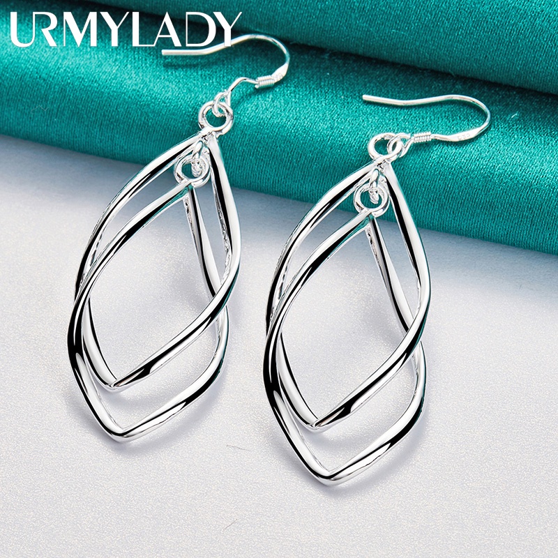 URMYLADY 925 Prata Esterlina Folha Oca Deixa Brincos Eardrop Para Mulheres Moda Casamento Jóias De Noivado