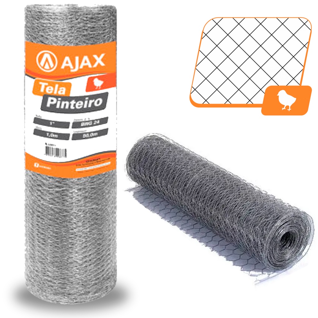 Tela Galvanizada Pinteiro 1,0 X 50 M - Bwg 24 Ajax