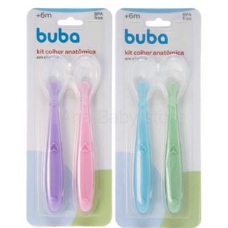 Kit 2 Colher Silicone Anatômica Buba Alimentação Bebê Papinha Introdução Alimentar em Oferta na Shopee
