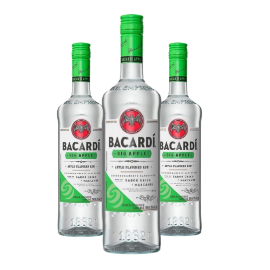 Combo 3 Rum Bacardi Big Apple 980ml - Original