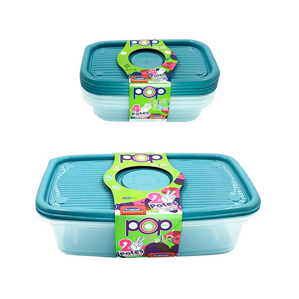 Jogo 6 pote alimentos mantimentos comida frutas vasilha marmita fitness freezer geladeira congelador microondas cozinha tapauer tapoer tapuer despensa