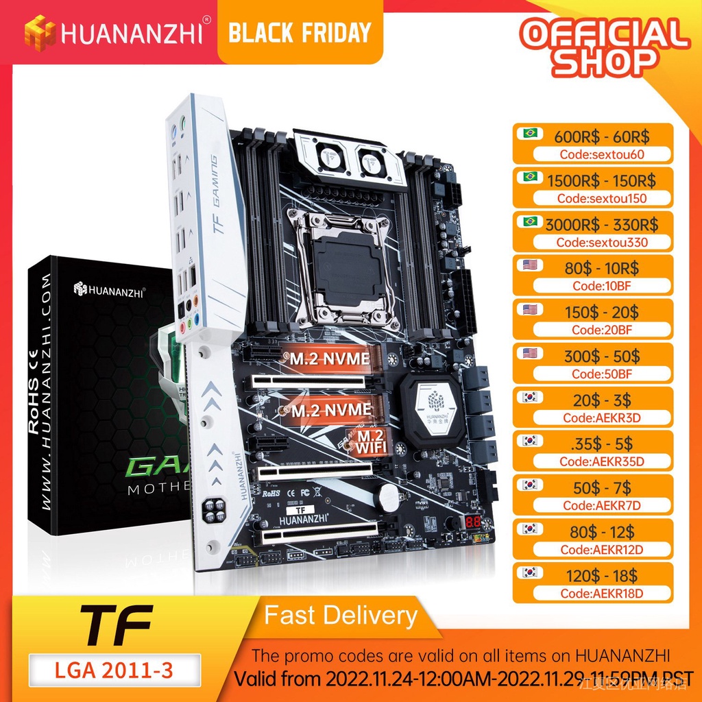 Huananzhi x99 tf lga 2011-3 Placa-Mãe atx intel xeon e5 LGA2011 Todas As Séries ddr3 ddr4 recc NON-ECC Memória nvme usb CR5T