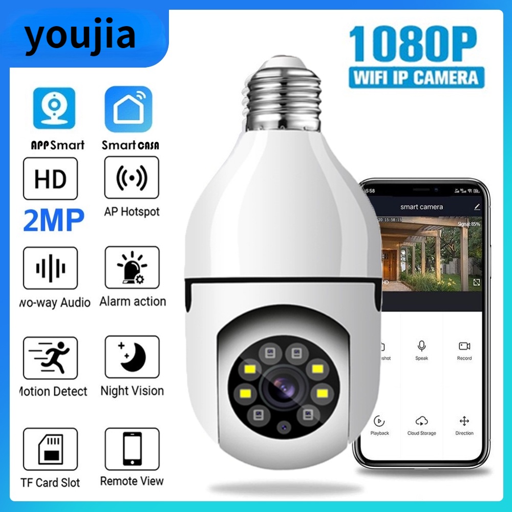 HD 1080P 360 ° Lâmpada Inteligente Rotação Automática Câmera Panorâmica Wifi PTZ IP Segurança Doméstica Monitoramento Remoto De