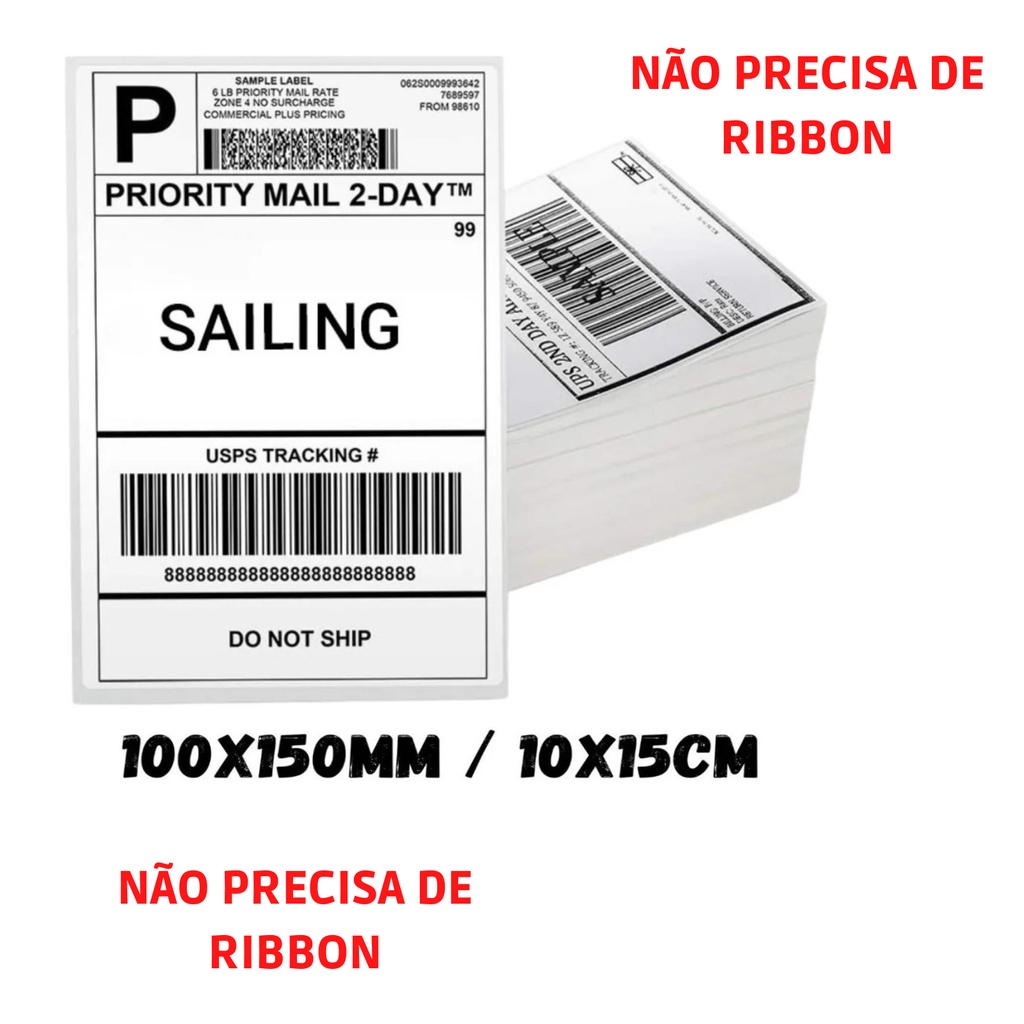 2000 Etiqueta Termica 10x15 Térmica Adesiva Branca Para Envios, E-Commerce E Identificação De Embalagens ótima cola · foto 2