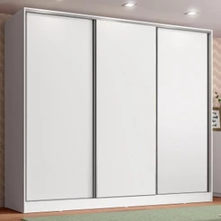 Guarda Roupa Infantil 100% MDF Madesa Logan 3 Portas de Correr - Branco