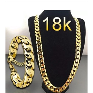 Cordão + Pulseira Grumet Masculino Grosso 8 mm Folheado Ouro 18k Barato
