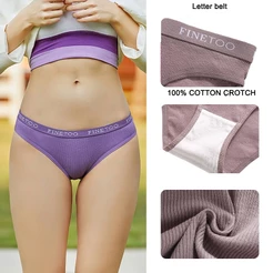 Finetooo Calcinha Feminina De Algodão M-XXL Faixa De Cintura Intimida Lingerie Cor Sólida