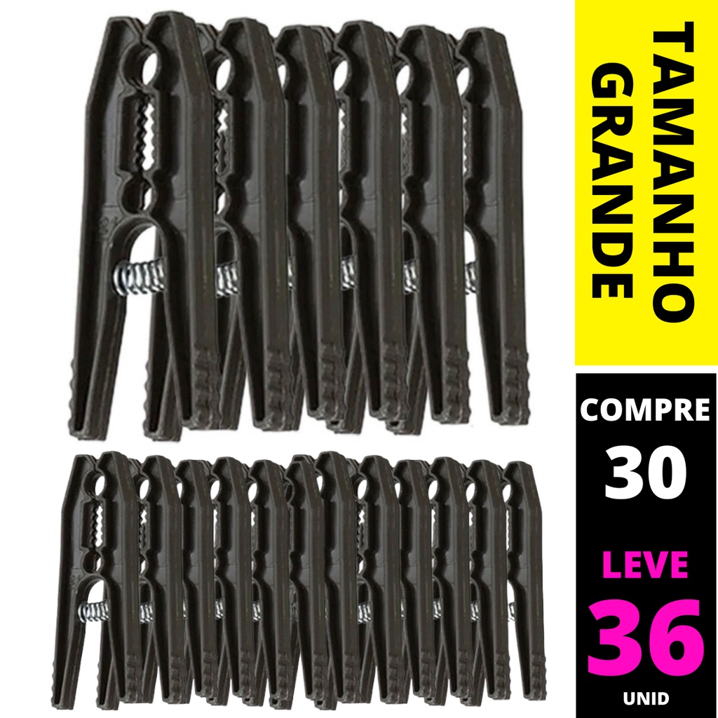 Kit 36 Prendedores De Roupas Grande Varal Pregador Roupa Reforçado Plástico Atacado