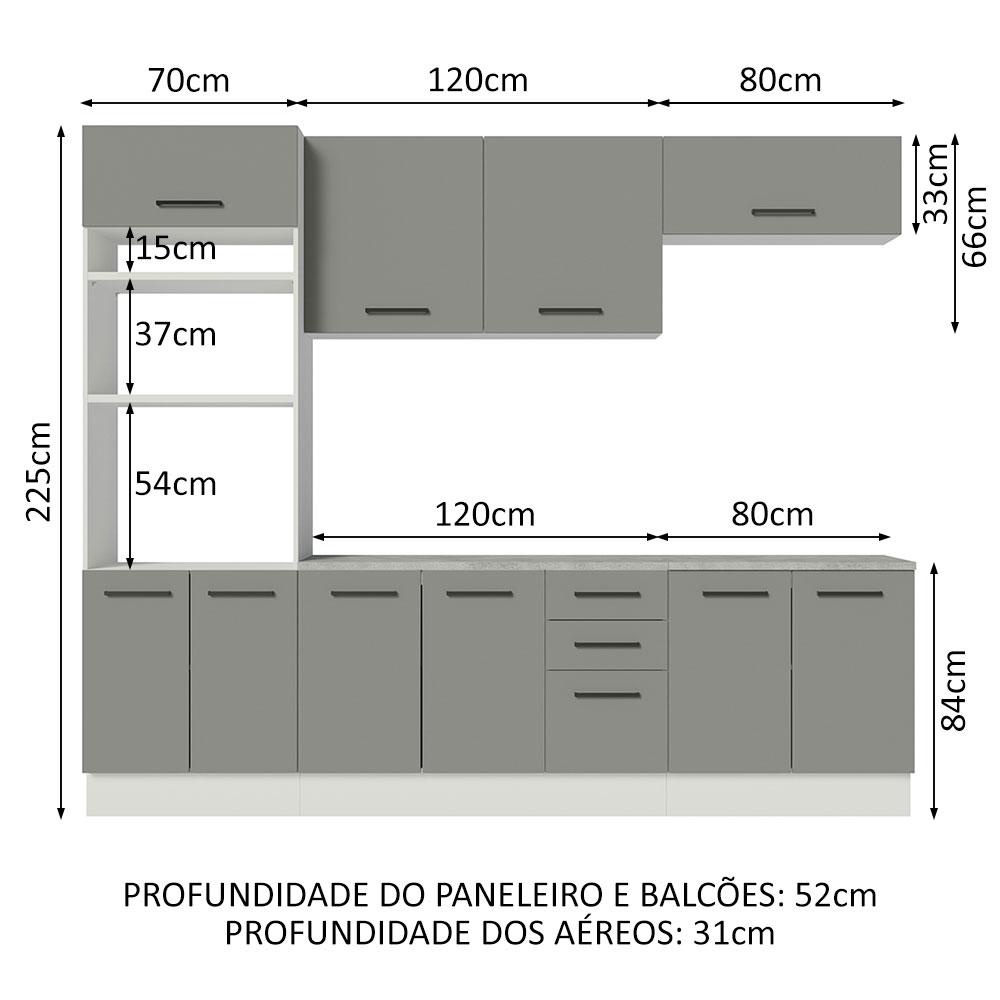 Cozinha Completa Madesa Agata 270002 com Armário e Balcão (Com Tampo) - Branco/Cinza · foto 2