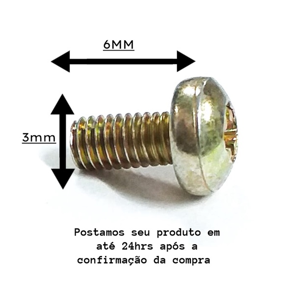 Parafuso Máquina M3 x 6mm Panela Phillips Bicromatizado