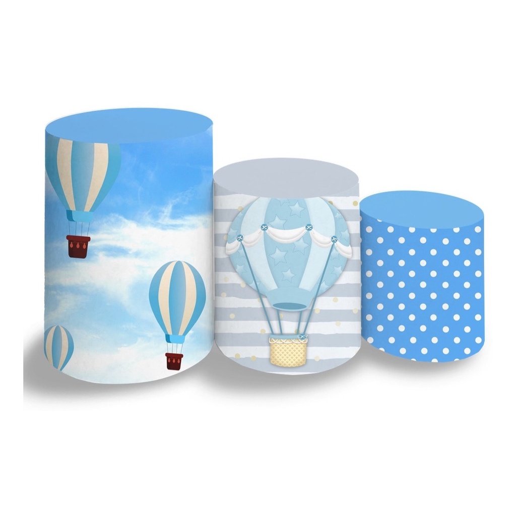 Trio Capa de Cilindro Tema Ursinho Baloeiro em Tecido Sublimado