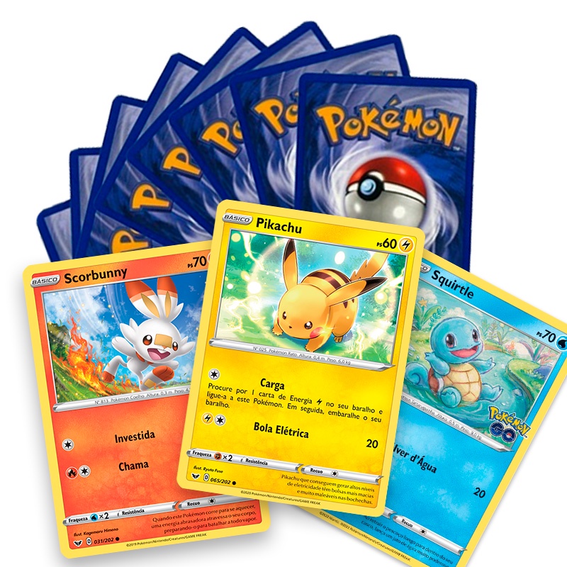 Pacotinho de 5 cartas Pokémon + 1 Pokémon V E GX + 1 Pokémon VMAX