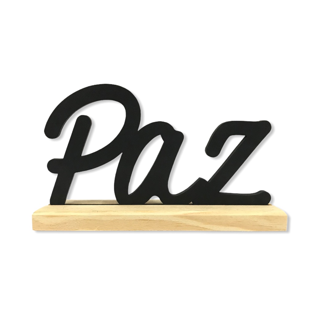 CDA Pedestal Paz Placa Mesa Pedestal Palavras Enfeite Decoração Madeira