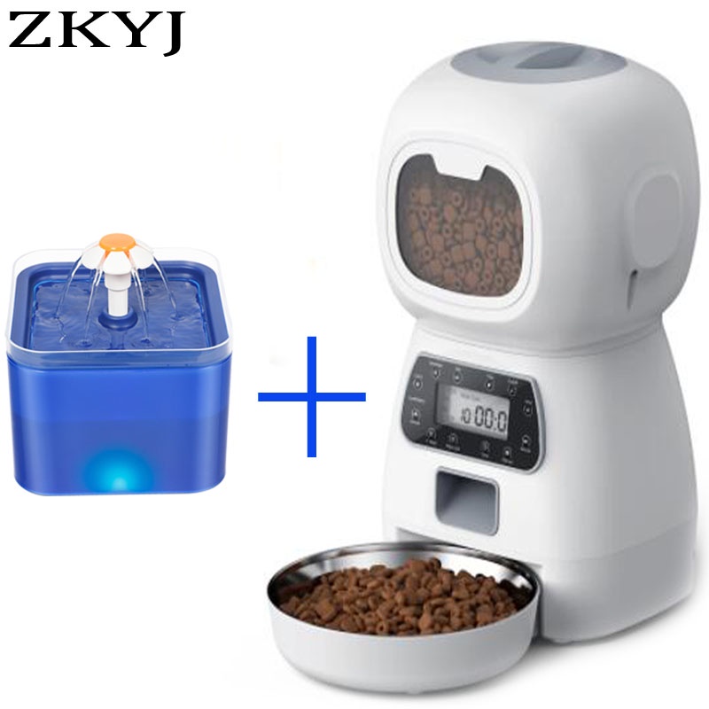 Automático De Cão E Gato Alimentador De 3.5 Litros Alimento Seco Dispenser Plus 2L Água Adequado Para Pequenas Médias Pet Inteligente Alimentadores