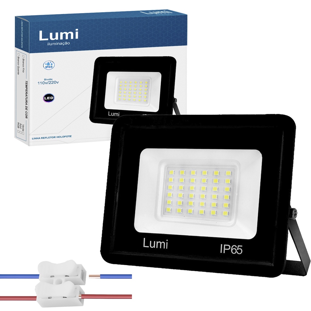 Refletor Super Ultra Led Holofote Mini Lumi W Bivolt Prova D Gua Branco Frio Escorrega O Pre O