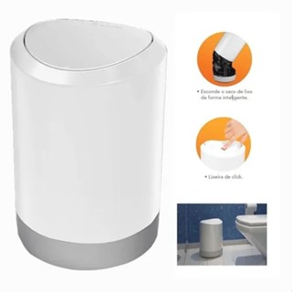 Lixeira Cesto de Lixo Plastico 5L Banheiro Cozinha Abertura Com Click Branca Pratik em Oferta na Shopee