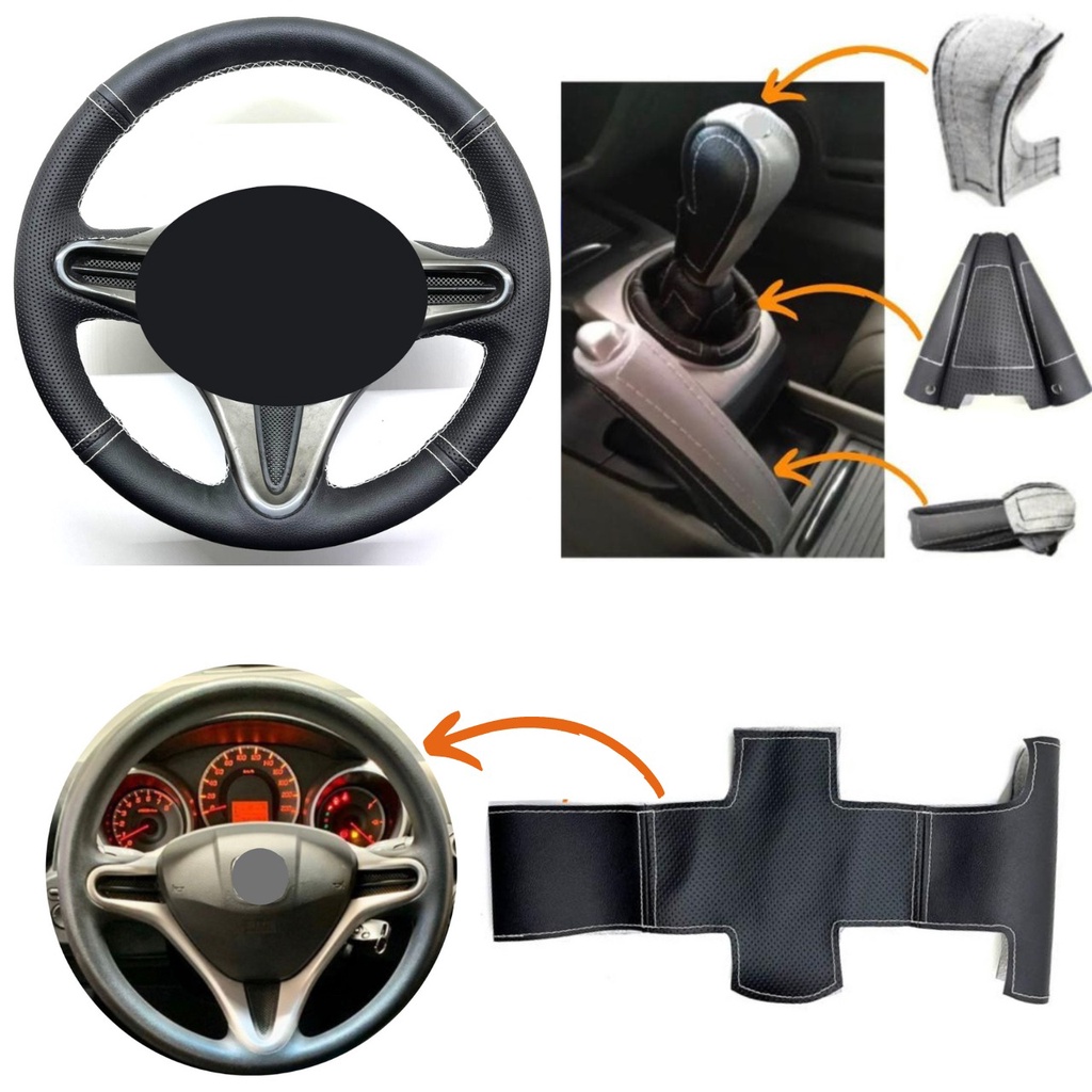 Kit de Capas P/ Volante + Manopla Câmbio Manual + Alavanca freio de Mão New Civic 2006 2007 2008 2009 2010 2011
