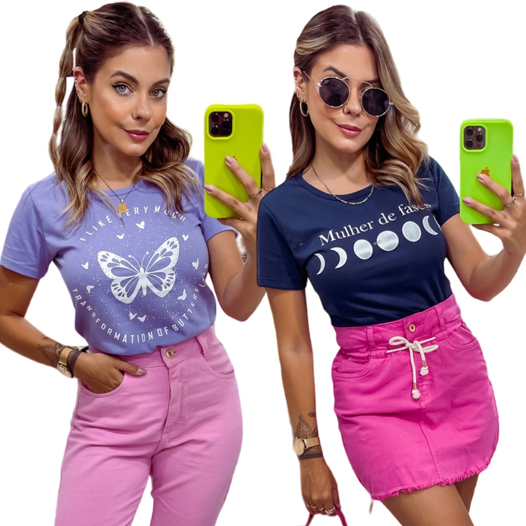 Kit 10 T-shirt Feminina Blusa Baby Look Camiseta Roupas Femininas