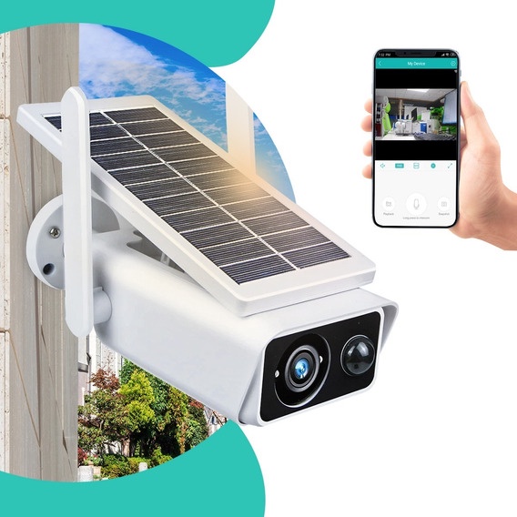Câmera Externa IP a Prova D'gua Resistente Chuva Recarrega c/ Energia Solar Visão Noturna Profissional