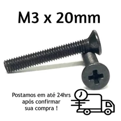 Parafuso Cab Chata Phillips M3 X 20mm Oxidado Preto